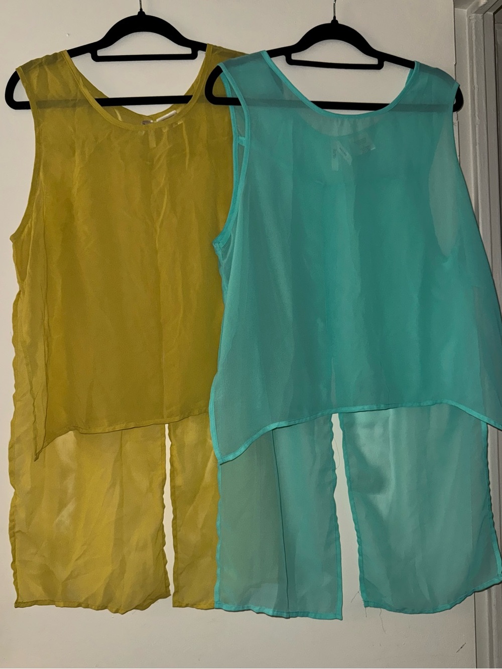 Truth NYC Sheer Chiffon Sleeveless Tunic Cover-up Bundle Size Large |Yellow&Aqua